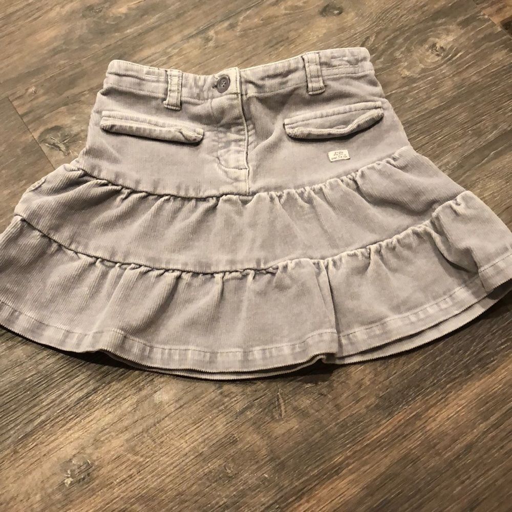 Lili Goufrette Girls Gray Corduroy Ruffle Skirt